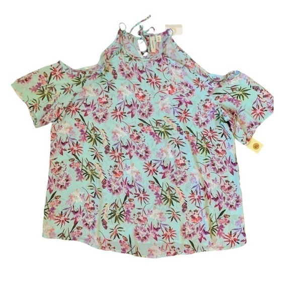 TACERA Cold Shoulder Floral Cottagecore Top XL NEW - Picture 1 of 6